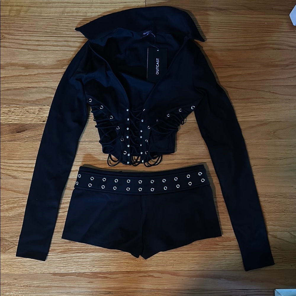 Black Lace-Up Women's Set Outkast Clothing